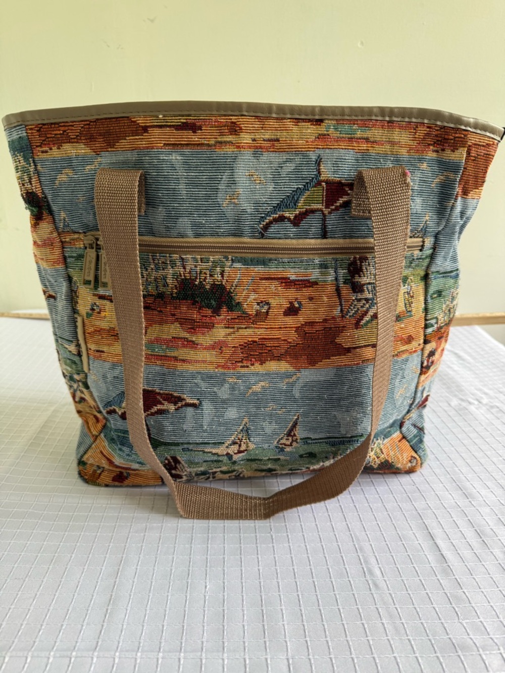 Vintage 90’s Theme JGarden Scenic Beach Large Tapestry Zippered Bag
